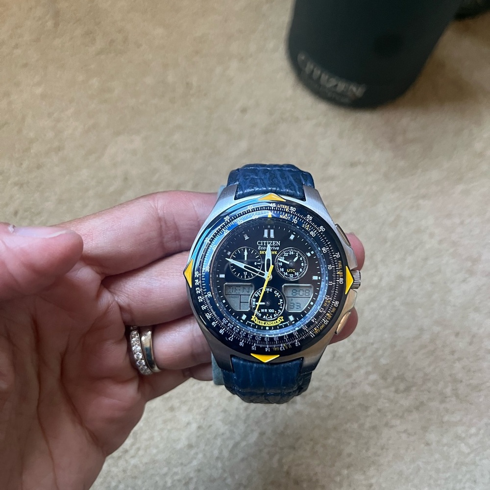 Citizen vintage Men's Blue and Yellow blue angels ecodrive Watch